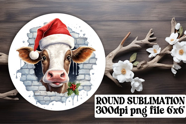 Winter Whimsy with Christmas Cow Sublimation - Circle Delight Sublimation afrosvg 