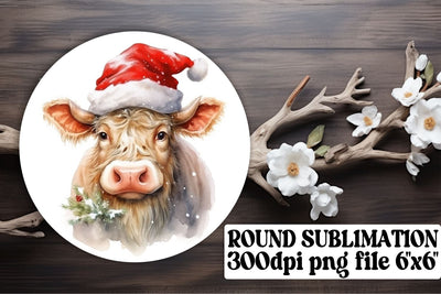 Winter Whimsy with Cute Cow Circle Decor - Sublimation Art Sublimation afrosvg 
