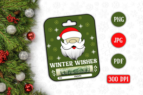Winter Wishes PNG Christmas Money Card Holder Sublimation CraftLabSVG 