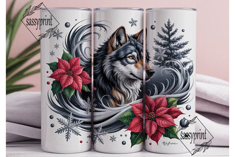 Winter Wolf 20oz Tumbler Wrap Sublimation sassyprint 
