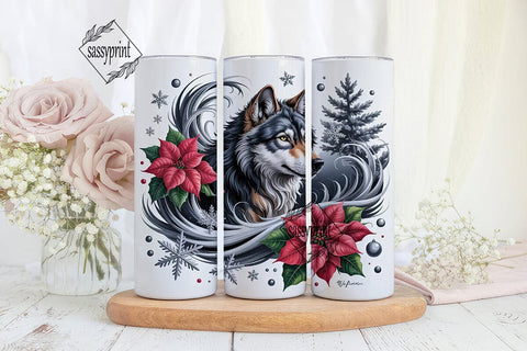 Winter Wolf 20oz Tumbler Wrap Sublimation sassyprint 