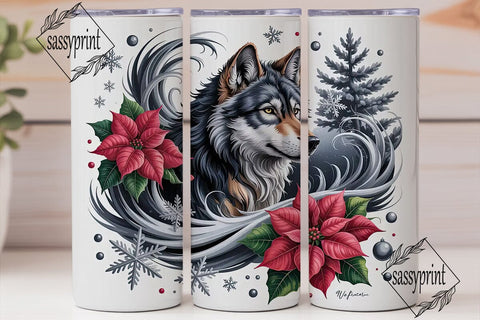 Winter Wolf 20oz Tumbler Wrap Sublimation sassyprint 