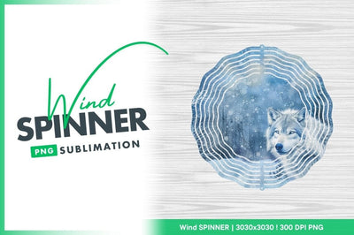 Winter wolf graphic wind spinner round png Sublimation Regulrcrative 