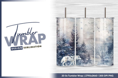 Winter wolf in snowy forest tumbler png Sublimation Regulrcrative 