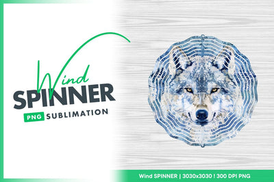 Winter wolf snowflake wind spinner round png Sublimation Regulrcrative 