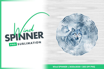 Winter wolves forest wind spinner round png Sublimation Regulrcrative 