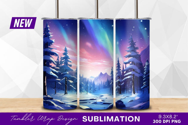Winter Wonderland Aurora Borealis Serene Landscape Scene Sublimation Regulrcrative 