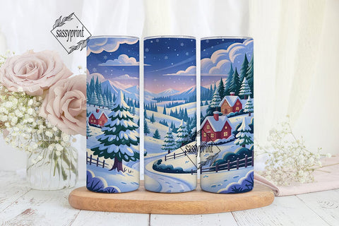 Winter Wonderland Cabin 20oz Tumbler Sublimation sassyprint 
