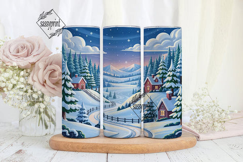 Winter Wonderland Cabin 20oz Tumbler Sublimation sassyprint 
