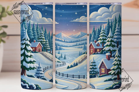 Winter Wonderland Cabin 20oz Tumbler Sublimation sassyprint 