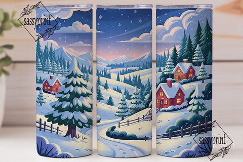 Winter Wonderland Cabin 20oz Tumbler Sublimation sassyprint 