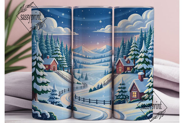 Winter Wonderland Cabin 20oz Tumbler Sublimation sassyprint 