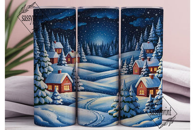 Winter Wonderland Cabin Tumbler Wrap PNG Sublimation sassyprint 