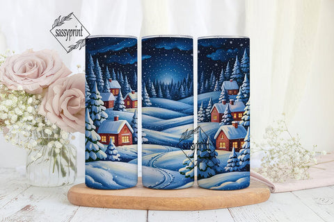 Winter Wonderland Cabin Tumbler Wrap PNG Sublimation sassyprint 