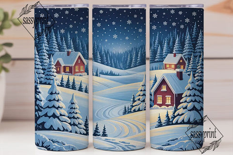 Winter Wonderland Cabin Tumbler Wrap PNG Sublimation sassyprint 