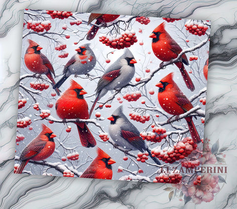 Winter Wonderland Christmas Cardinal Tumbler, Winter Wonderland Design, 20oz Wrap, Festive Bird Drinkware, Holiday Sublimation, Winter Decor, Seasonal Gift Sublimation Li Zamperini 