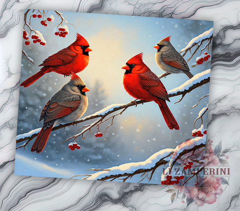 Winter Wonderland Christmas Cardinal Tumbler, Winter Wonderland Design, 20oz Wrap, Festive Bird Drinkware, Holiday Sublimation, Winter Decor, Seasonal Gift Sublimation Li Zamperini 