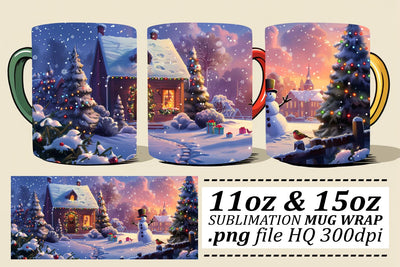 Winter Wonderland Christmas Mug Wrap - Sublimation for 11oz & 15oz Mugs Sublimation afrosvg 