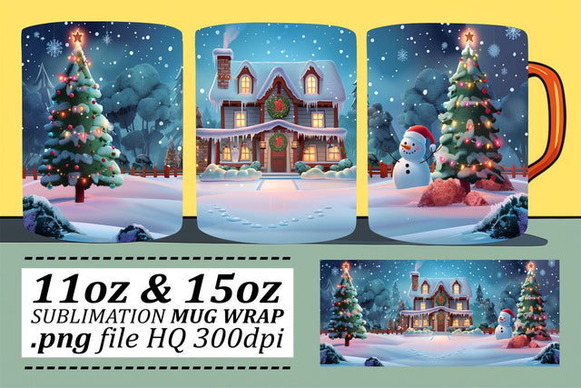 Winter Wonderland Christmas Mug Wrap - Sublimation for 11oz & 15oz Sublimation afrosvg 