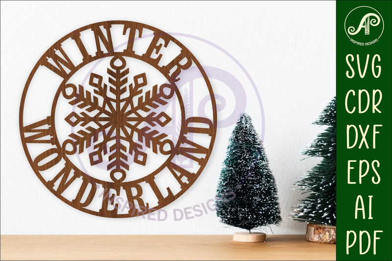 Winter Wonderland Christmas wall sign svg laser cut file SVG APInspireddesigns 