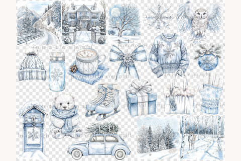 Winter Wonderland Clip Art Bundle | Cozy Cabin Snowy Clipart SVG GlamArtZhanna 