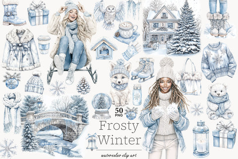 Winter Wonderland Clip Art Bundle | Cozy Cabin Snowy Clipart SVG GlamArtZhanna 