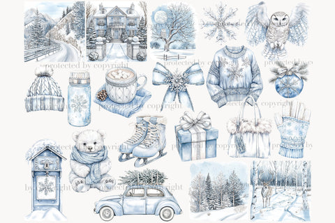 Winter Wonderland Clip Art Bundle | Cozy Cabin Snowy Clipart SVG GlamArtZhanna 