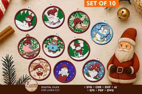 Winter Wonderland Laser Cut Christmas Ornaments SVG LaserCutano 