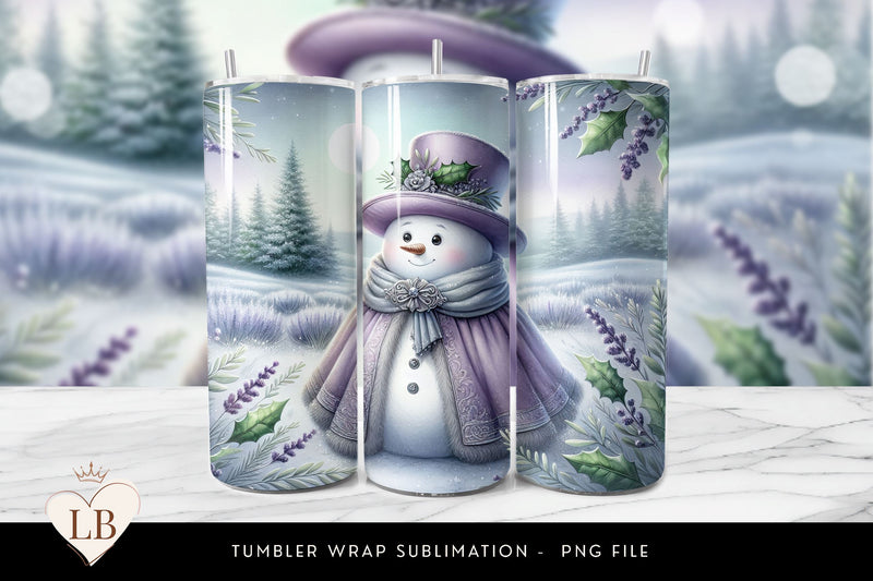 Winter Wonderland Lavender Snowman Tumbler Sublimation Wrap Sublimation BijouBay 