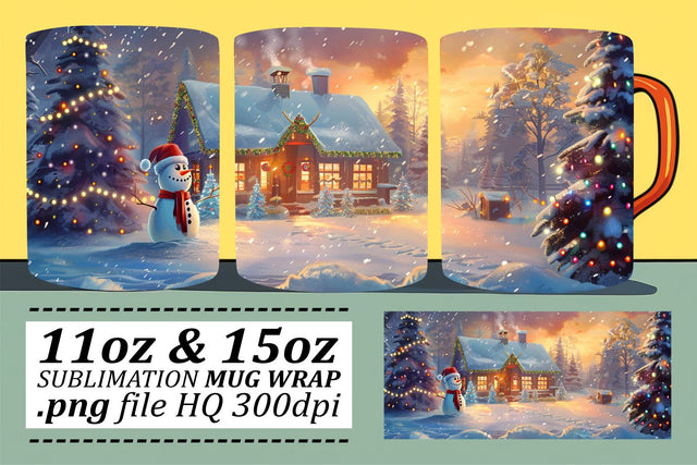 Winter Wonderland Mug Wrap Sublimation for 11oz & 15oz Christmas Mugs Sublimation afrosvg 