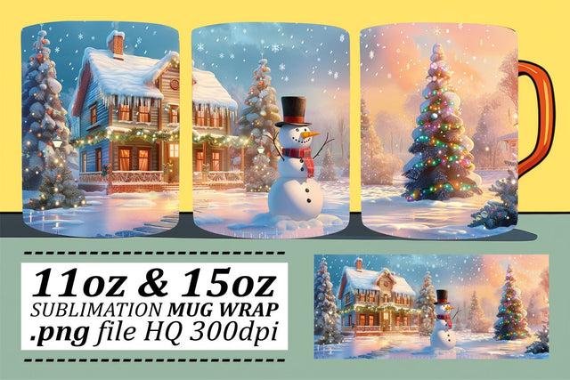 Winter Wonderland Mug Wrap Sublimation for Christmas - 11oz & 15oz Sublimation afrosvg 