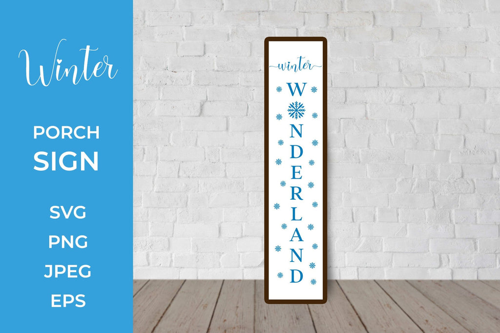 Winter Wonderland Porch Sign. Vertical Front Sign SVG - So Fontsy