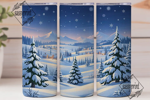 Winter Wonderland Snow Scene Tumbler Sublimation sassyprint 