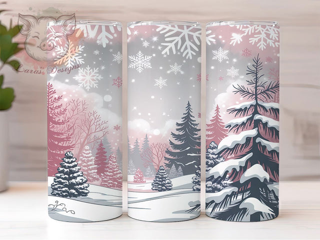 Winter Wonderland Snowflake Tumbler, Seamless Snowflake Wrap, Christmas Tree Sublimation, 20oz Holiday Tumbler, Festive Wonderland Art, Seasonal Snowflake Mug, Whimsical Winter Cup Sublimation Lara' s Designs 