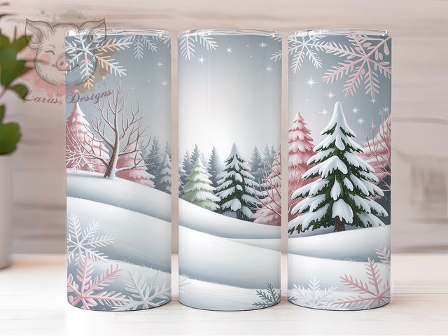 Winter Wonderland Snowflake Tumbler, Seamless Snowflake Wrap, Christmas Tree Sublimation, 20oz Holiday Tumbler, Festive Wonderland Art, Seasonal Snowflake Mug, Whimsical Winter Cup Sublimation Lara' s Designs 