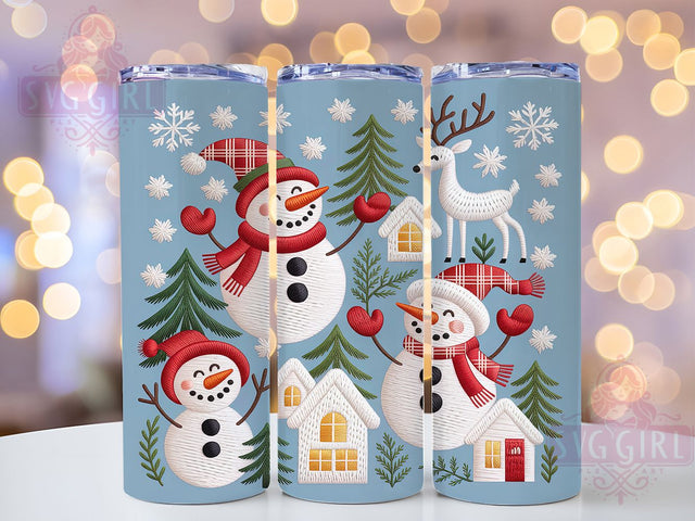 Winter Wonderland Snowman Cottage Tumbler, Snowman Cottage Sublimation Design, Festive Deer Art, 20oz Holiday Tumbler, Whimsical Winter Mug, Stylish Cottage Cup, Cozy Wonderland Wrap Sublimation SvggirlplusArt 