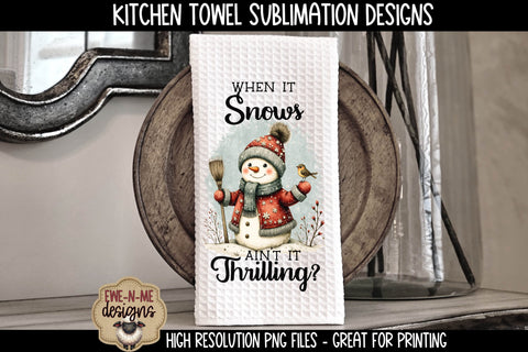 Winter Wonderland Snowman Kitchen Towel - Sublimation PNG Files Sublimation Ewe-N-Me Designs 