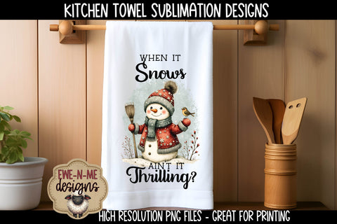 Winter Wonderland Snowman Kitchen Towel - Sublimation PNG Files Sublimation Ewe-N-Me Designs 