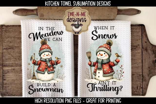 Winter Wonderland Snowman Kitchen Towel - Sublimation PNG Files Sublimation Ewe-N-Me Designs 