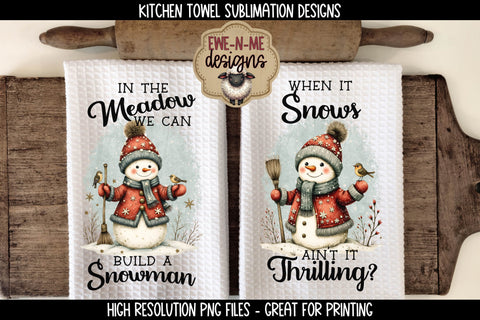Winter Wonderland Snowman Kitchen Towel - Sublimation PNG Files Sublimation Ewe-N-Me Designs 
