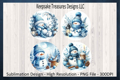 Winter Wonderland Snowmen Ornaments, Four Different Designs, Sublimation PNG Printable Sublimation Keepsake Treasures Designs LLC. 