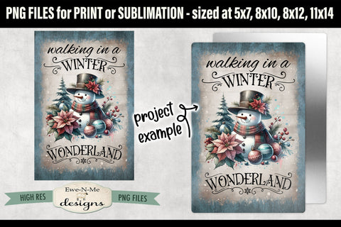 Winter Wonderland Sublimation Design | Vintage Snowman Sign PNG Sublimation Ewe-N-Me Designs 