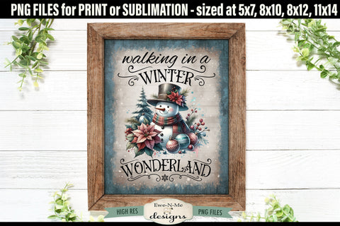 Winter Wonderland Sublimation Design | Vintage Snowman Sign PNG Sublimation Ewe-N-Me Designs 