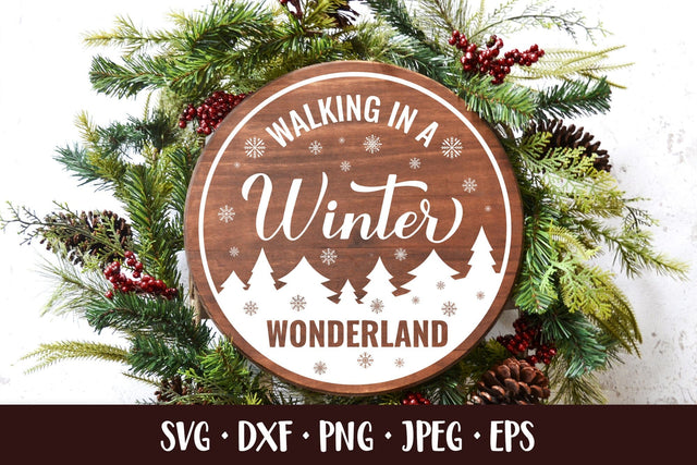 Winter Wonderland SVG. Christmas quote round door sign SVG LaBelezoka 