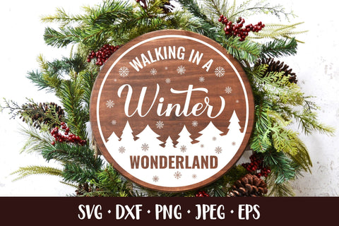 Winter Wonderland SVG. Christmas quote round door sign SVG LaBelezoka 