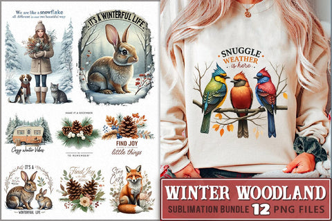 Winter Woodland PNG Sublimation Bundle Sublimation Shetara Begum 