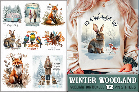 Winter Woodland PNG Sublimation Bundle Sublimation Shetara Begum 
