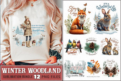 Winter Woodland PNG Sublimation Bundle Sublimation Shetara Begum 