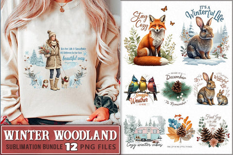 Winter Woodland PNG Sublimation Bundle Sublimation Shetara Begum 
