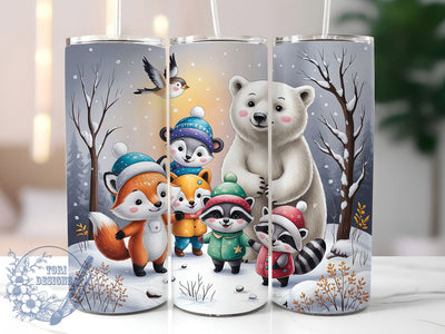 Winter Woodland Wildlife Tumbler, Winter Theme, Forest Wildlife, Deer, Fox, Owl, Snowy Nature Art, Tumbler Wrap, Sublimation Design, 20oz Tumbler, Seasonal Artwork Sublimation ToriDesigns 